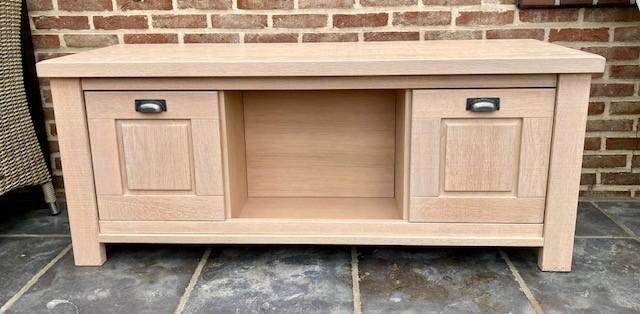 Massief houten TV meubel, Maison & Meubles, Armoires | Mobilier de télévision, Comme neuf, Moins de 100 cm, 100 à 150 cm, 25 à 50 cm