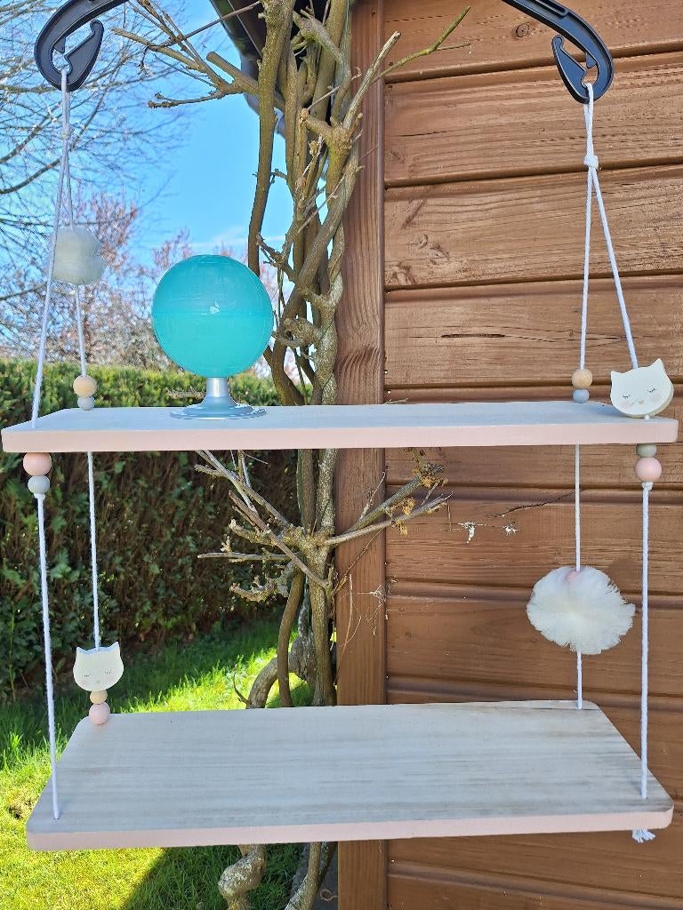 Jolie étagère murale fille suspendue par corde 50X69X15cm, Enfants & Bébés, Enlèvement, Comme neuf, Décoration murale