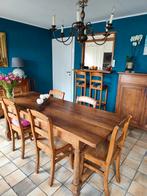 Table en chêne, 7 chaises de Herve et 2 chaises hautes, Ophalen