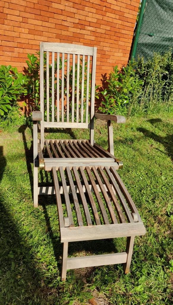 Houten ligstoel deckchair, Tuin en Terras, Ligbedden, Ophalen, Zo goed als nieuw, Hout, Inklapbaar