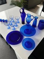 Blauw glas servies, Ophalen, Zo goed als nieuw