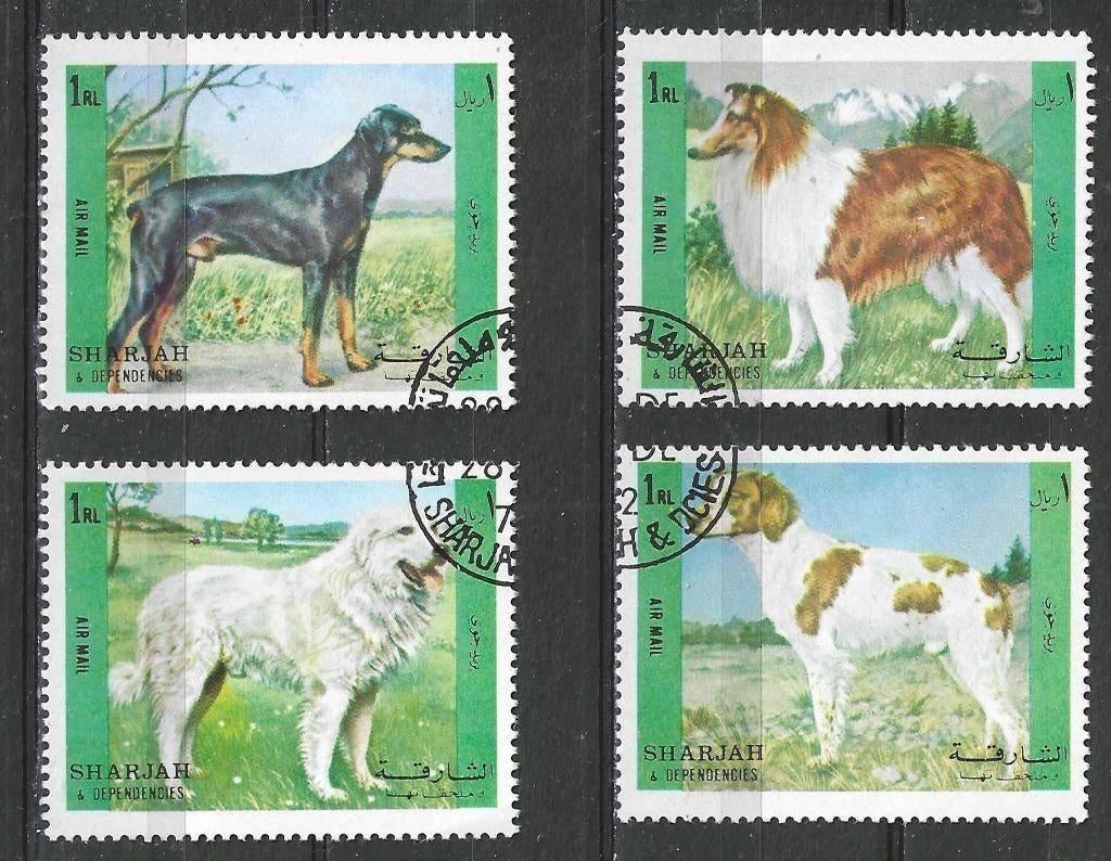 Sharjah 1972 - Stampworld 1395-1398 - Chiens (ST), Envoi, Affranchi