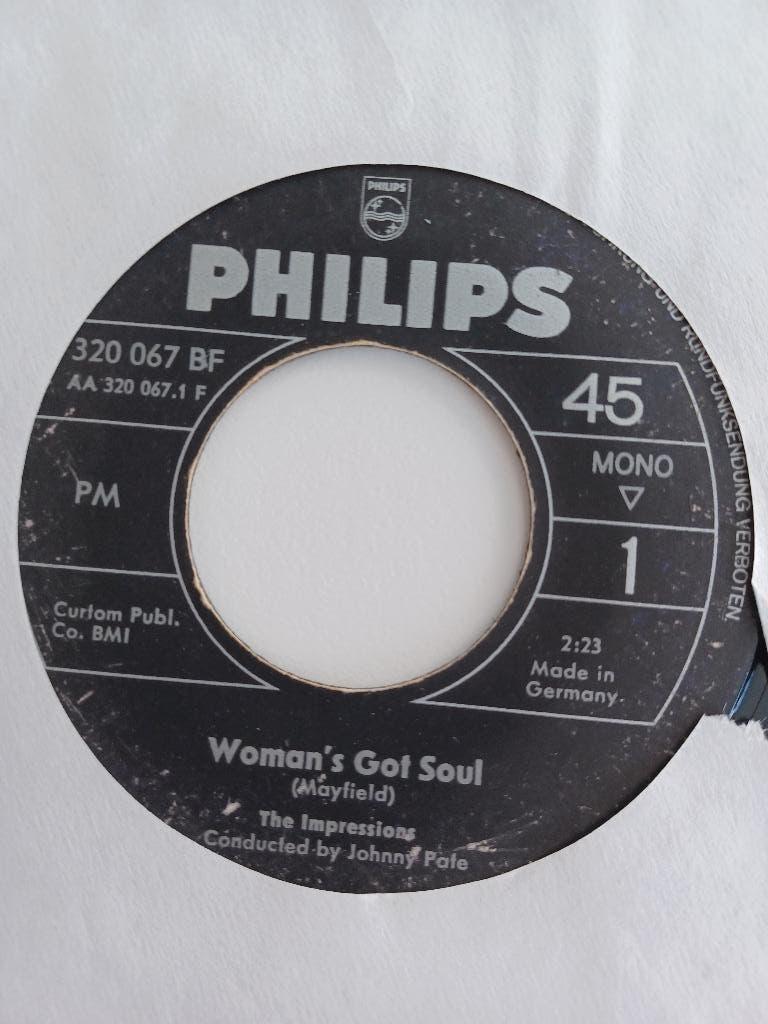 Soul 45: The Impressions – Woman's Got Soul, Gebruikt, 7 inch, Single, Ophalen of Verzenden
