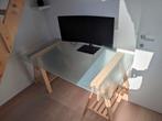 Glazen bureau met houten onderstel (150x80), Huis en Inrichting, Ophalen, Bureau