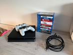 PlayStation 4 Slim – 500GB + 2 Controllers + 14 Games, Games en Spelcomputers, Ophalen, Zo goed als nieuw, Slim