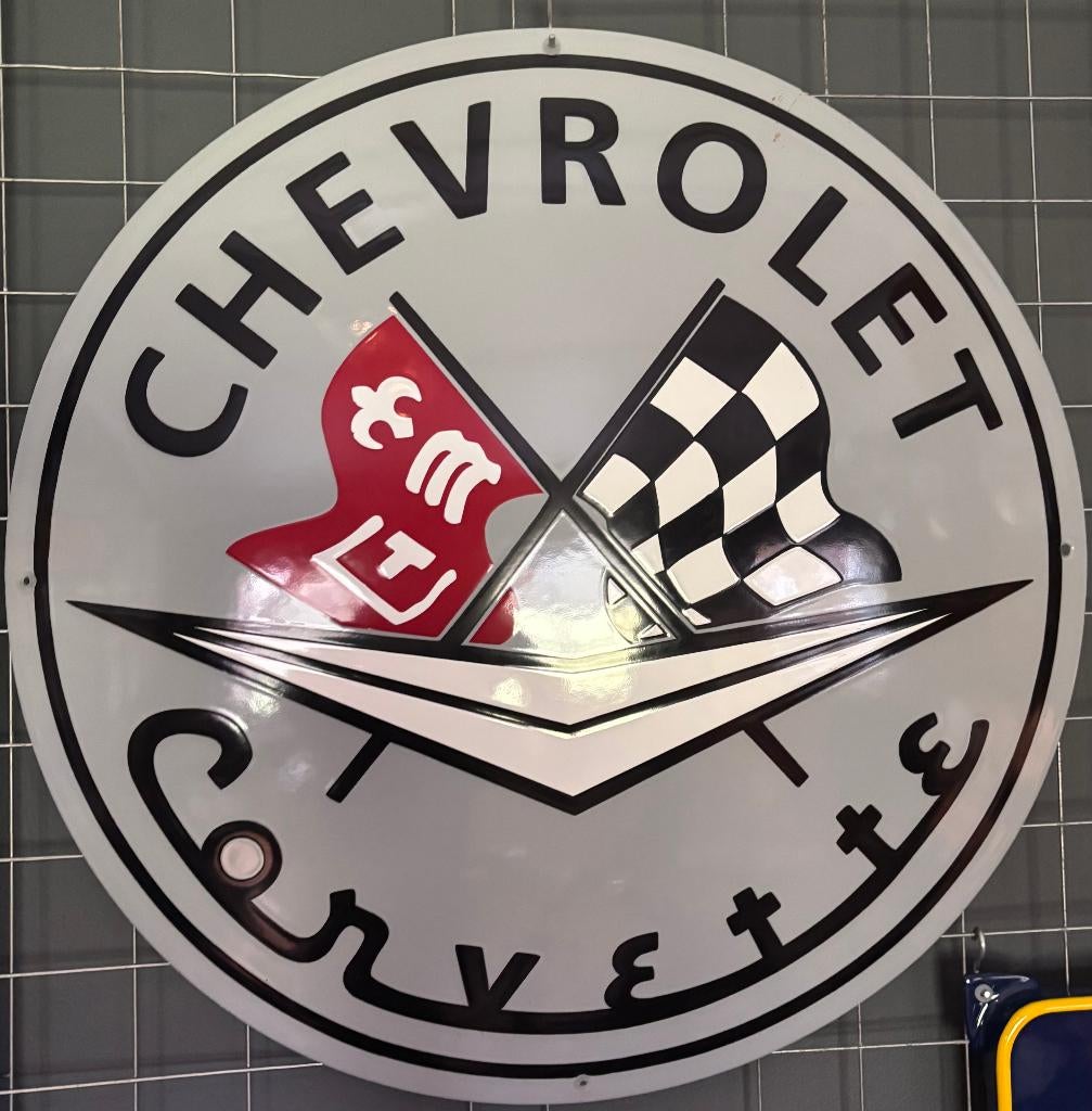 emaille reclamebord chevrolet corvette, Ophalen of Verzenden, Nieuw, Reclamebord