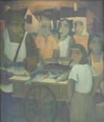 ROB DELANGE / VISKRAAM / KLEURLITHO / 74x64cm / KADER / SIG, Ophalen