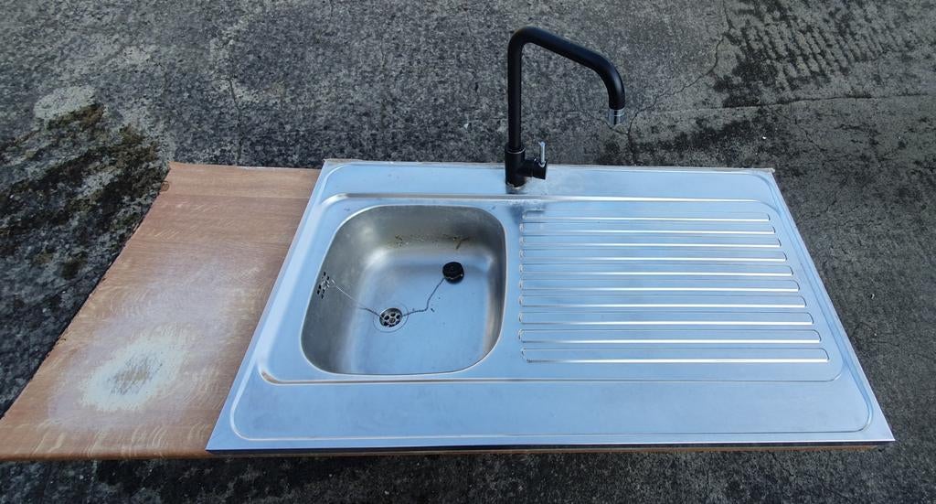 Évier Inox COMPLET + Robinetterie – Prêt à poser !, Huis en Inrichting, Keuken | Keukenelementen, Gebruikt, Minder dan 100 cm