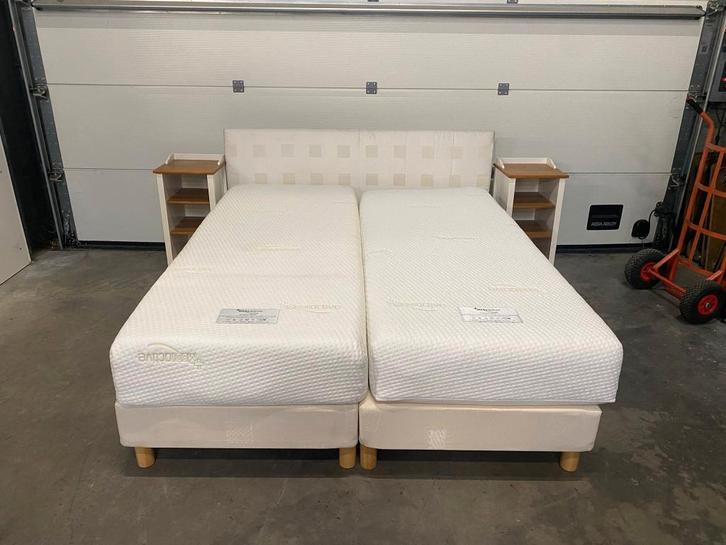 (38) Boxspring bed 160x200 met nachtkastjes, Maison & Meubles, Chambre à coucher | Lits boxsprings, Utilisé, 90 cm, Enlèvement