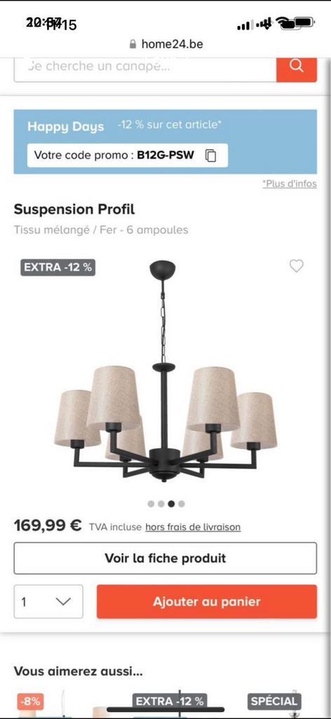 Lustres 6 abats jours, Maison & Meubles, Lampes | Lustres, Comme neuf, Enlèvement