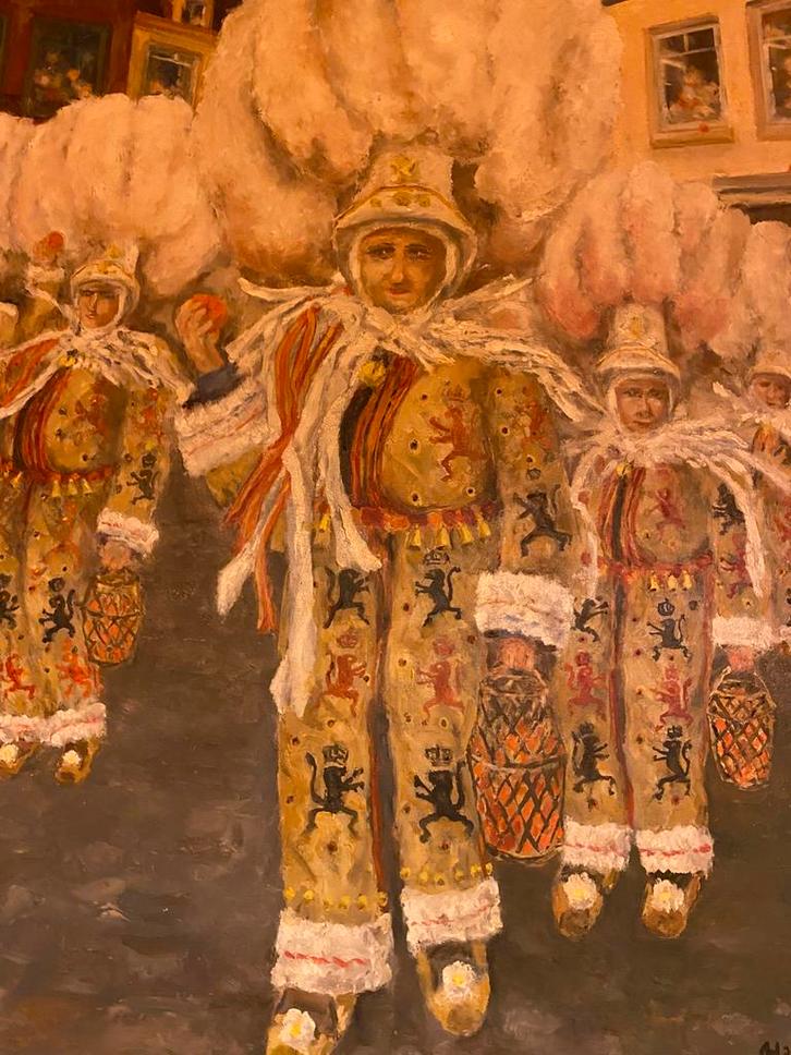 Grand tableau représentant un gilles fêtes de carnaval, Antiquités & Art, Art | Peinture | Classique, Enlèvement