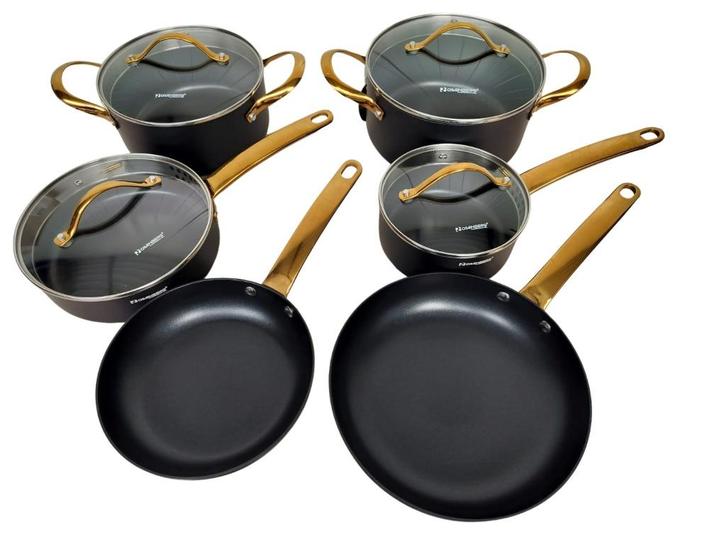 Rosenberg Luxe Pannenset -10 delig - Zwart - Inductie.Nieuw!, Huis en Inrichting, Keuken | Potten en Pannen, Nieuw, Pannenset