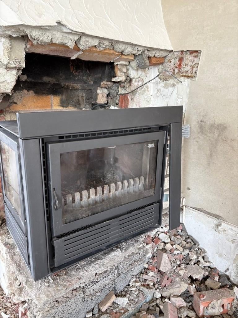 FLAM inbouwcassette / insert – houtkachel met ventilator, Encastré, Enlèvement, Utilisé, Bois