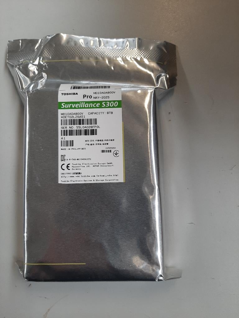 Toshiba HDD 8  s300 pro 8tb 7200rpm 512mb md10ada800v, Computers en Software, Harde schijven, Ophalen, Nieuw, SATA, HDD