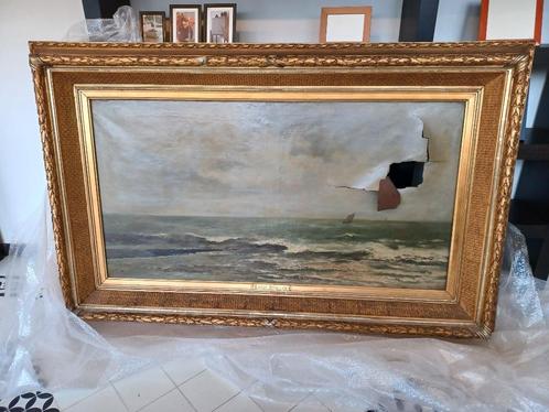 Kader van 2m20 op 1m35 met bladgoud bewerkt, Antiek en Kunst, Kunst | Etsen en Gravures, Ophalen