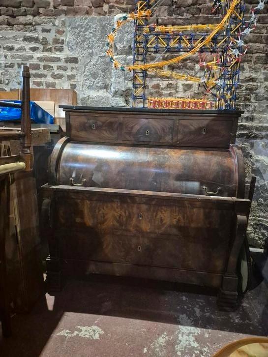Oud mahoniehouten imperiumcilinderbureau, Antiek en Kunst, Antiek | Kantoor en Zakelijk, Ophalen