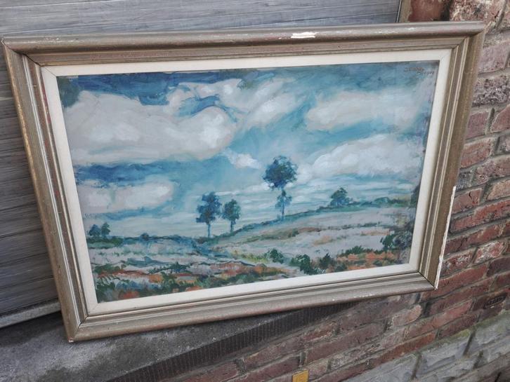 huile sur panneau paysage signe Jean Baptist CABUY, Antiek en Kunst, Kunst | Schilderijen | Klassiek, Ophalen of Verzenden