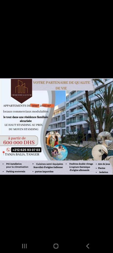 APPARTEMENTS DE 50M2 A 155m2  à Tanger, Immo, Projets de nouvelles constructions, Appartement