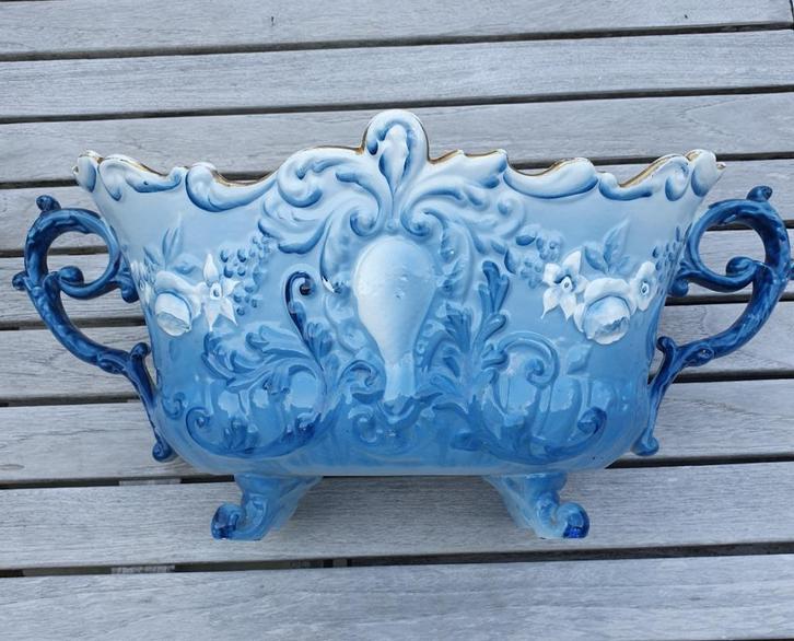 Antieke jardinière van Nimy met dubbele adelaarsstempel, Antiek en Kunst, Antiek | Woonaccessoires, Ophalen of Verzenden