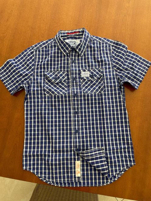 SuperDry shirt maat L large, Kleding | Heren, Overhemden, Zo goed als nieuw, Halswijdte 41/42 (L), Blauw, Ophalen of Verzenden