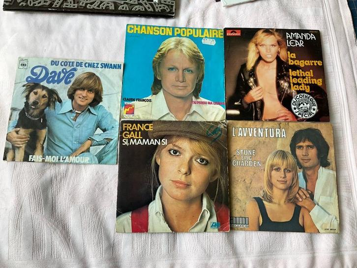 Chanson française années 70, lot de cinq 45 tours, Cd's en Dvd's, Cd's | Schlagers, Gebruikt, Ophalen