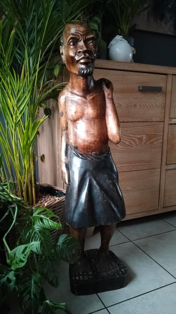 Afrikaans houten beeld (hoogte 1 meter), Antiek en Kunst, Kunst | Beelden en Houtsnijwerken, Ophalen
