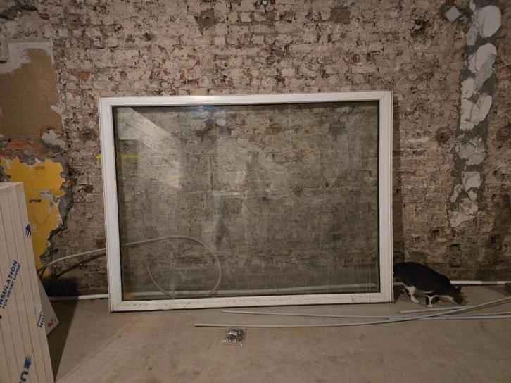 Vast raam PVC wit dubbelglas 168x220cm (kat niet inbegrepen), Doe-het-zelf en Bouw, Glas en Ramen, Gebruikt, Gevelraam of Ruit