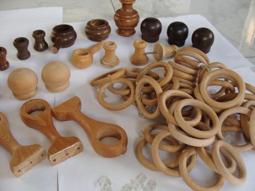 accessoires  pour tenture, anneaux en bois, vintage, Huis en Inrichting, Stoffering | Gordijnen en Lamellen, Zo goed als nieuw