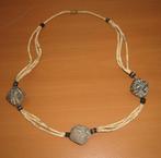 rare COLLIER CE CEREMONIE AFRICAIN, perles et terre cuite, Handtassen en Accessoires, Kettingen, Gebruikt, Wit, Steen of Mineraal