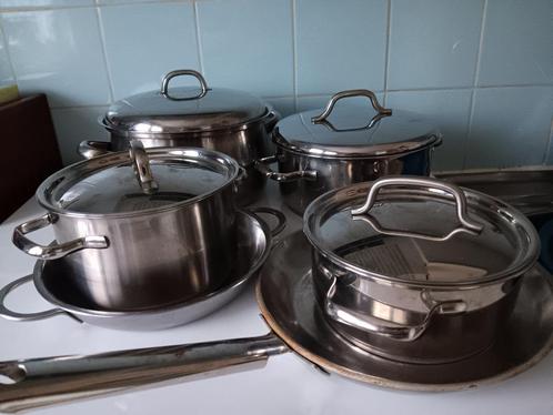 Kookpotten, Huis en Inrichting, Keuken | Potten en Pannen, Gebruikt, Pannenset, Inox, Inductieplaat, Keramische plaat, Ophalen of Verzenden