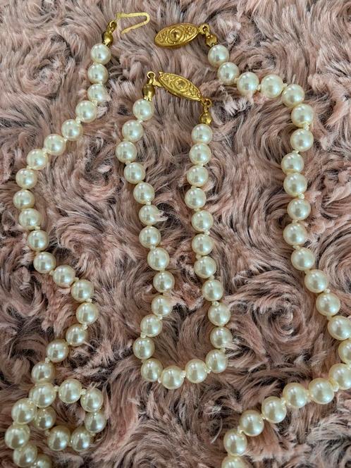 Parelketting en armband set – Vintage stijl, Handtassen en Accessoires, Kettingen, Zo goed als nieuw, Ophalen of Verzenden