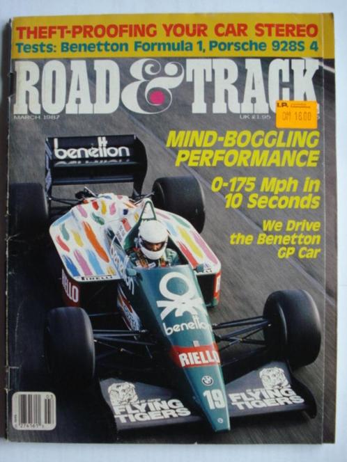 Road & Track March 1987 Benetton-BMW F1/Porsche 928 S4/OSCA, Boeken, Auto's | Folders en Tijdschriften, Gelezen, Algemeen, Verzenden
