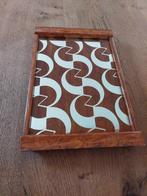 Plateau art déco design miroir et bois de 35 cm sur 24, Enlèvement