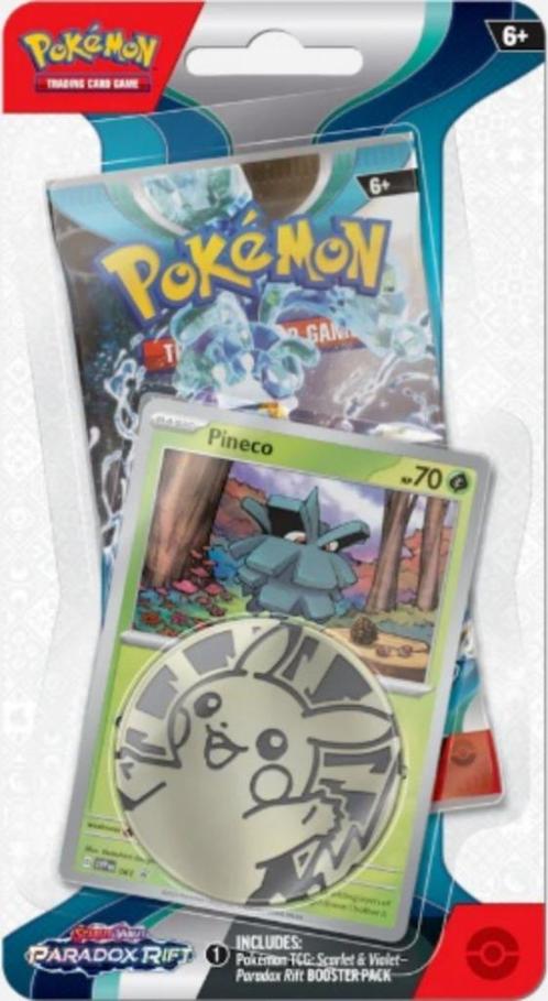 Pokémon Paradox Rift: 1-Pack Checklane Blister - Pineco, Hobby en Vrije tijd, Verzamelkaartspellen | Pokémon, Nieuw, Booster, Ophalen of Verzenden