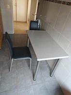Grijze tafel + 2 blauwe stoelen, Ophalen