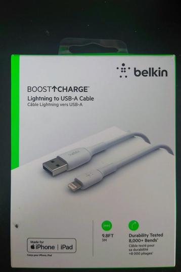 iPhone/iPad - Belkin Lightning-naar-USB-A-kabel van 3 m beschikbaar voor biedingen