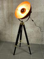 Lamp zwart goud driepoot, Ophalen, Zo goed als nieuw, Metaal, 100 tot 150 cm
