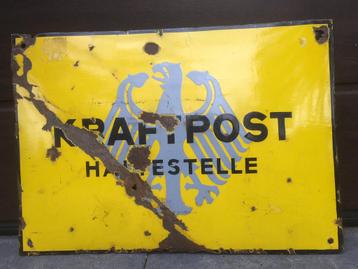 Originele zwaar antiek emaille reclamebord ‘Kraftpost ‘ beschikbaar voor biedingen