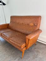 driezit in cognac leer, Huis en Inrichting, Ophalen, Gebruikt, 150 tot 200 cm, Vintage