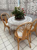 Rotan tafel met 4 stoelen, Tuin en Terras, Tuinsets en Loungesets, Ophalen, 4 zitplaatsen, Gebruikt, Rotan