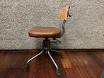 Prachtige vintage bureaustoel met lederen zitting, Enlèvement, Comme neuf, Brun, Chaise de bureau