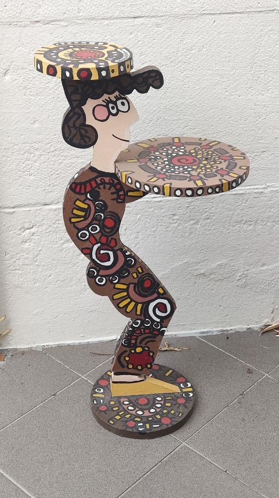 Houten figuur étagère van kunstenaar Bob Torfs, Antiek en Kunst, Kunst | Tekeningen en Fotografie, Ophalen