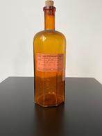 Vintage Apothekersfles 7 Hoekig Ronde Top 1 liter, Ophalen of Verzenden