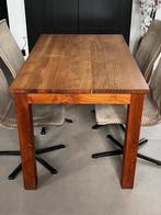 Robuuste eettafel in teak, Huis en Inrichting, Tafels | Eettafels, Ophalen, Gebruikt, 100 tot 150 cm, Teakhout