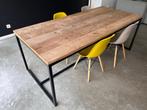 Eettafel, tafel van steigerhout met zwart frame, Ophalen, Gebruikt, 100 tot 150 cm, Vijf personen of meer