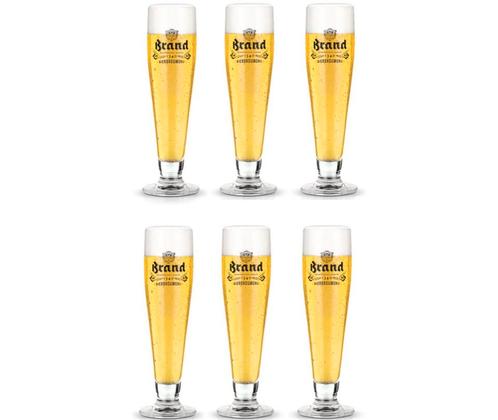 Brand bierglazen - 25cl - 6 stuks - Wielderke - op voet, Verzamelen, Glas en Drinkglazen, Zo goed als nieuw, Bierglas, Ophalen of Verzenden