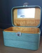 Vintage beauty-case met spiegeltje en slot + sleuteltje., Handtassen en Accessoires, Beautycases, Ophalen, Gebruikt