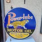 GEËMAILLEERDE PLAAT POWER LUBE MOTOROLIE TIGER 1949 USA, Verzamelen, Merken en Reclamevoorwerpen, Ophalen of Verzenden, Gebruikt