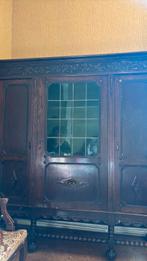 Houten vitrinekast met glas-in-lood paneel, Huis en Inrichting, Ophalen, Zo goed als nieuw, Glas