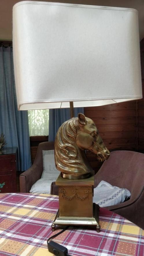 lampe à poser tête de cheval en laiton massif, Antiquités & Art, Antiquités | Bronze & Cuivre, Enlèvement ou Envoi